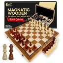 チェスセット Magnetic Chess and Checkers Game Set - 15" (2 in 1) Folding Wooden Chess Sets for Adults & Kids with 2 Extra Queens | Travel Chess Board Game with Chess Pieces Storage Slots, Luxury Chess Set Gift 【並行輸入品】