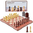 チェスセット Magnetic Travel Chess Set 12 Inches Folding Chess Board with 2 Portable Bags for Pieces Storage, Gift for Kids Adults Chess Lovers and Learners 【並行輸入品】