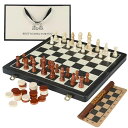 チェスセット Joneytech 16" Wooden Chess Set,2 in 1 Folding Magnetic Chess Checkers Set with Portable Travel Roll up Chess Board Games for Adults Kids Gift 【並行輸入品】