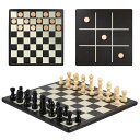 チェスセット 3 in 1 Chess, Checkers and Tic-Tac-Toe Set ? Wooden Chess Set, Double-Sided 11'' Game Board with Extra Queens ? Fun Family Chess Board for Adults and Kids ? Ideal for All Ages 【並行輸入品】