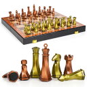 チェスセット Large Metal Chess Set for Adults ? 15" Wooden Chess Board with Metal Chess Pieces Travel Chess Sets with Metal Chessmen ? Collectible Elegant Chess Game ? Family Vintage Board Game 【並行輸入品】