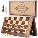 チェスセット AMEROUS 15 Inches Magnetic Wooden Chess Set with 2 Extra Queens/Folding B...