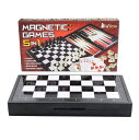 チェスセット 5 in 1 Magnetic Chess Checkers Dominoes Backgammon and Cards Set, Mini Tr...