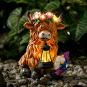 ガーデンライトLEDソーラーライト ソーラーパワー TOLIMI Garden Lantern Statues Resin Highland Cow with ...