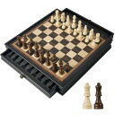 チェスセット BIVOMON 12.5’’ Wooden Chess Set, Magnetic Chess Pieces with 2 Built-in Storage Drawers - Chess Broad Game for Beginner, Kids, Adults - 2 Bonus Extra Queens 【並行輸入品】