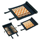 チェスセット Woodronic Travel Backgammon Chess Checkers Set, Roll Up 3 in 1 Game Set for Adults and Kids, Navy Blue, 13.0'' x 10.0'' 【並行輸入品】