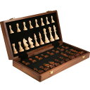 チェスセット 15" Folding Walnut Chess Set with Storage - Tournament-Size Portable Chess Board for Adults, Travel, Family Game Night, Gifts 【並行輸入品】