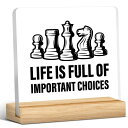 チェスセット Zauly Acrylic Decorative Signage, 4x4 inches, Chess Lovers Gifts, Modern Design 【並行輸入品】