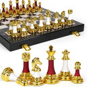 チェスセット 15" Large Chess Set for Adults with Weighted Acrylic Chess Pieces 3.5" King & Portable Folding Marbling Wooden Chess Board Travel Chess Sets Elegant Classic Chess Game ? Family Board Game Gift 【並行輸入品】