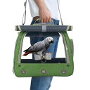インコ 小鳥 バード トラベルキャリアー Bird Carrier Parrot Travel Cage with Perch, Food Bowl, Tray and Breathable Clear Window, Bird Travel Bag for African Gray Cockatiel Caique Conure Quaker, for Vetting Camping Hiking (Green) 【並行輸入品】
