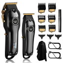 ペットバリカン SUPRENT PRO Professional Hair Clippers for Men- Hair Cutting Kit & Zero Gap T-Blade Trimmer Combo- Cordless Barber Clipper Set with LED Display for Mens Gifts(Black) 【並行輸入品】