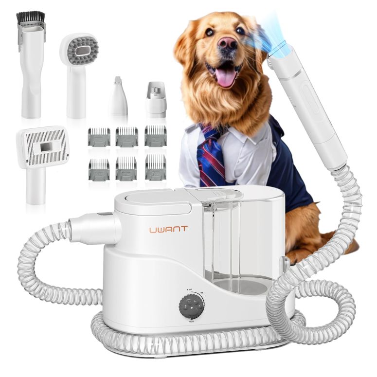 ペットバリカン uwant Pet Hair Vacuum & Grooming Kit - 13000 Pa Strong Suction, Large Capacity, Whisper-Quiet Operation with 6 Grooming Tools, Ideal for Shedding 【並行輸入品】