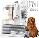 ペットバリカン PROMOMO Pet Grooming Kit with 3.4L Oversized Vacuum Suction - 99% Pet Hair Removal - Professional Dog Clippers & Shedding Tools for Cats, Teddy, Poodle, Golden Retrievers (Metallic Orange & White) 【並行輸入品】