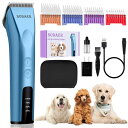 ペットバリカン Professional Animal Pet Dog Cat and Horse Cordless Hair Clipper Grooming Kit with 5 in 1 Blade Low Noise & High Power Rechargeable Cordless Pet Grooming Clipper for for Thick Heavy Coats (Blue) 【並行輸入品】