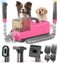 ペットバリカン likjhbn 5 in 1 Dog Grooming Vacuum Kit, Dog Hair Vacuum & Dryer for Pets Shedding Grooming with Dual Motors, 3 Suction & 3 Dryer Modes, 2L Large Capacity Dust Cup, Adjustable Speed and Temperature 【並行輸入品】