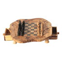 チェスセット Kamsah Olive Wood Chess Board (15”) Set with Storage Drawers - Handmade, Vintage, Unique, Luxury, Wooden Chess Set with 32 Fancy Olive Wood Chess Pieces - Nice Gift for Housewarming & More 【並行輸入品】