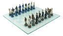 チェスセット Ebros Patriotic American Military Branches US Air Force VS Marine Corps Chess Pieces with Clear Frosted Checkered Glass Board Set Fun Gaming Educational Game 【並行輸入品】