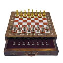 チェスセット INTERIART - 12.6’’ Handmade Walnut Chess Set with Zamak Metal Pieces, Wooden Chess Set with Storage, Birthday Gift for Him, Handmade Chess Gift, for Him (Gold-Silver Pieces) 【並行輸入品】