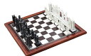 チェスセット Ebros Gift Frank Lloyd Wright Midway Gardens Complex Hyde Park White and Black Geometrical Sprites Chess Pieces with 19"X19" Wooden Board Game Set 【並行輸入品】