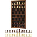 チェスセット Giant Wall Mounted Board Game Wooden Chess Game Set with A Complete Set of Carved Chess Pieces Vertical Display Cabinet for Home Games Hanging Art Home Decoration (Burnt Color) 【並行輸入品】