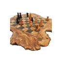 チェスセット Rustic Olive Wooden Live Edge Chess Set Handmade (Ireegular Size 14") 【並行輸入品】