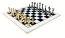 チェスセット StonKraft Collectible White & Black Marble Chess Board Set + Brass Chess Pieces Pawns - Decorative Stone Chess - Home D?cor - 15" Inches 【並行輸入品】