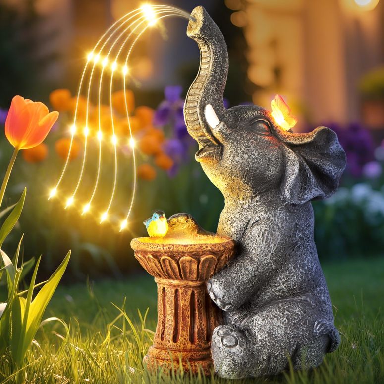 ガーデンライトLEDソーラーライト ソーラーパワー Garden Decor Watering Elephant Statues, Housewarm..