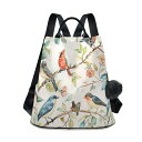 インコ 小鳥 バード トラベルキャリアー Birds Spring Leaves Women Backpack Purse Anti-theft Casual ...