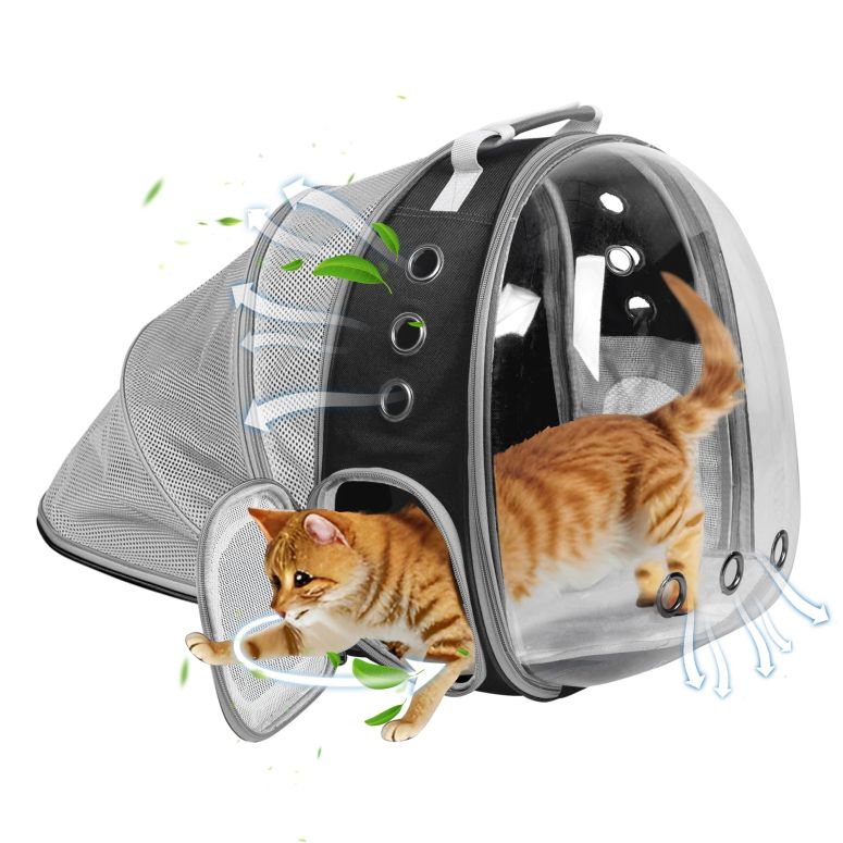 インコ 小鳥 バード トラベルキャリアー Cat Backpack Carrier Bubble Expandable Foldable Breathable Pet Carrier Dog Carrier Backpack for Large Big Cats Hiking, Travelling, Camping (Back Expandable-Black) 【並行輸入品】