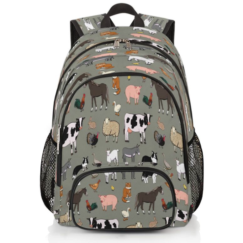 インコ 小鳥 バード トラベルキャリアー TropicalLife Cute Farm Animals Rooster Cow Bookbag 18 Inch..