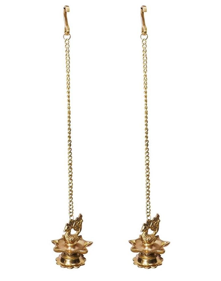 日時計 Generic Wgloryind Traditional Brass Hanging Peacock Diya with Chain 16 Inches | Deepak | ..