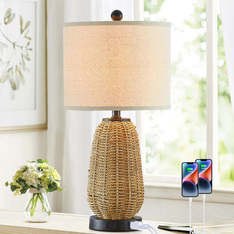 MJ-MARKET㤨֥ե safavieh ơ֥ եӥ ե CINSARY Touch Control Rattan Table Lamps, 3 Way Dimmable Bedside Lamps for Bedroom with 2 USB Ports and AC Outlet, Grass Rope Nightstand Lamps for Living Room Office (LED ¹͢ʡۡפβǤʤ31,700ߤˤʤޤ