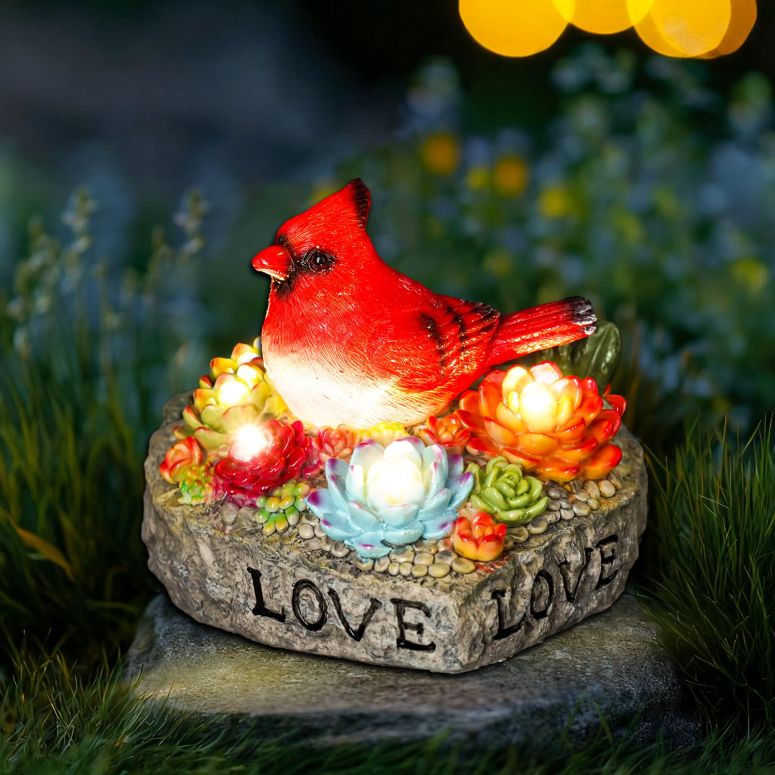ガーデンライトLEDソーラーライト ソーラーパワー Jiasku Solar Cardinal Statue Memorial Heart Figur..