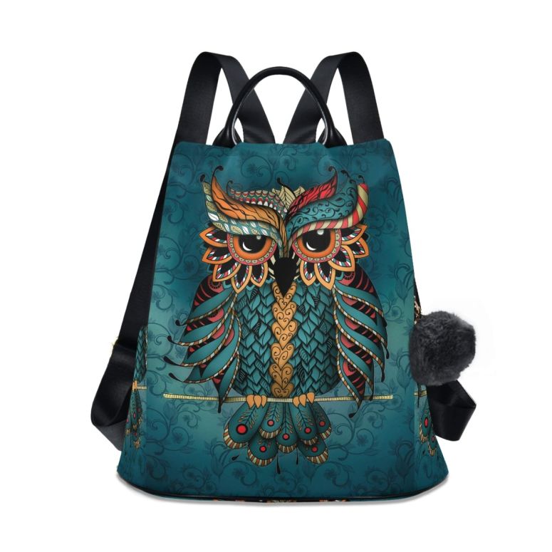 インコ 小鳥 バード トラベルキャリアー ALAZA Owl Print Ethnic Backpack Purse for Women Anti Theft..