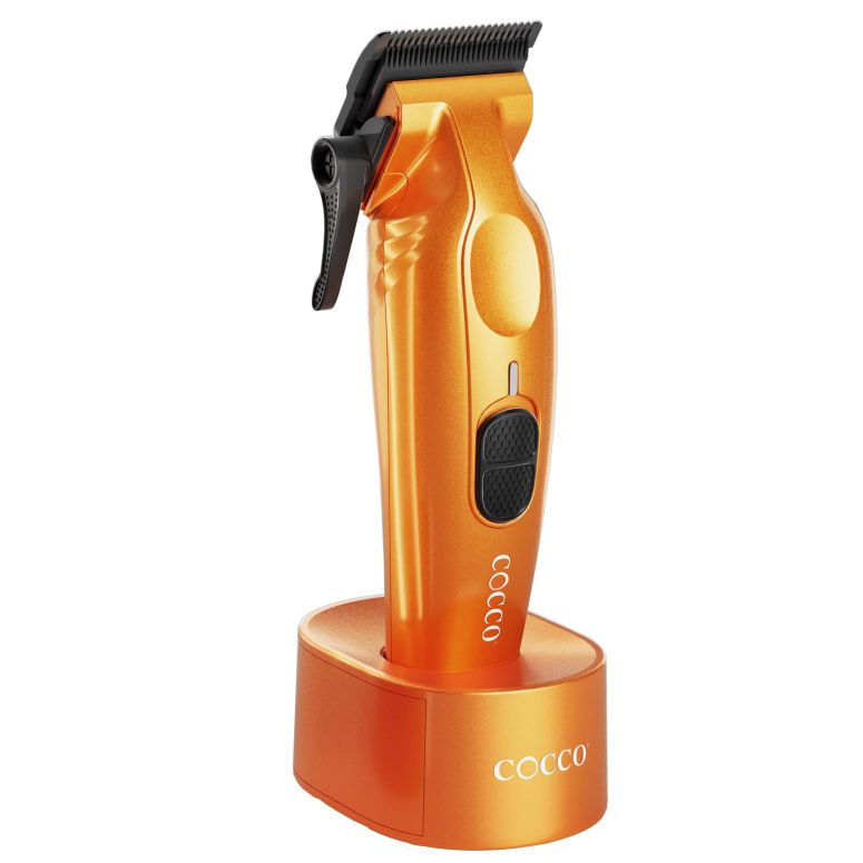 ペットバリカン Cocco Hyper Veloce Pro Clipper, Digital Gap Ambassador Graphene Taper Blade Professional Hair Clippers, High-Torque BLDC Motor, All-Metal, Cordless, Charging Station Included, Orange 【並行輸入品】