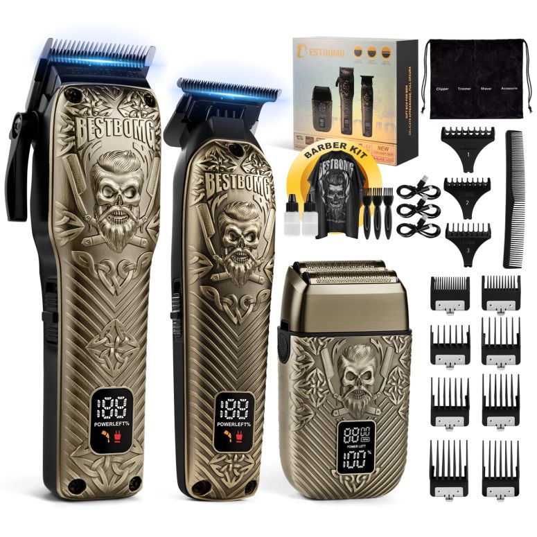 ペットバリカン BESTBOMG Hair Clippers for Men, Professional Hair Clippers, Beard Trimmer& Rechargeable Shaver Set, Metal T-Blade, LED Display, Barber Hair Cutting Kit for Men Grooming & Gifts, BS-807E (Bronze) 【並行輸入品】