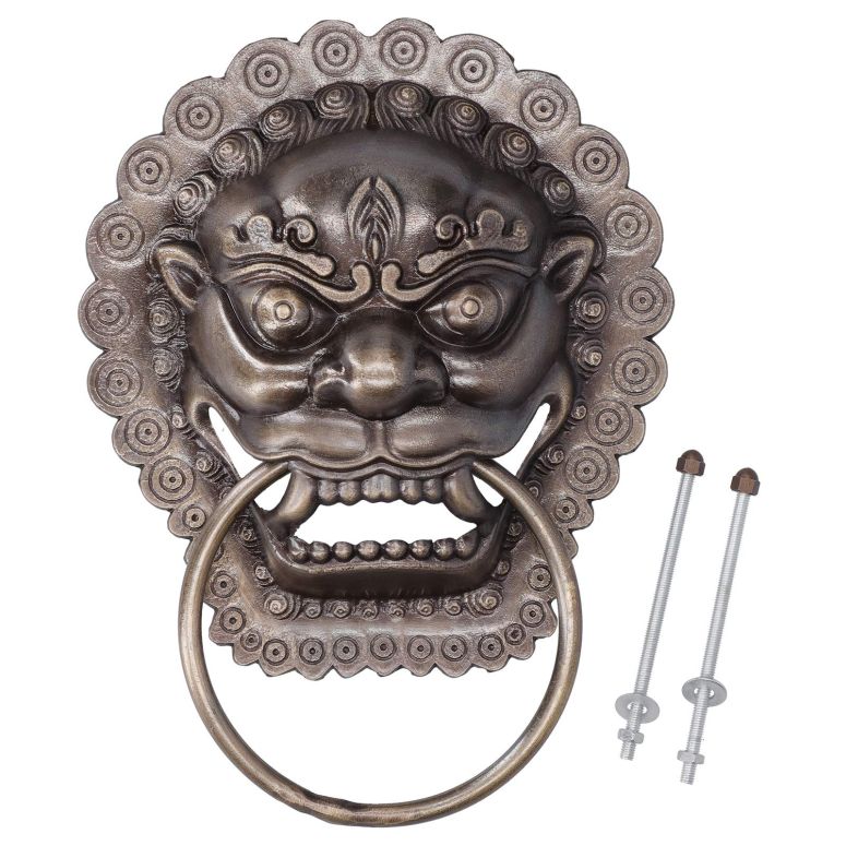 ドアノッカー Bronze Lion Door Knocker, Chinese Door Knocker Antique Animal Door Wooden Door Pull..