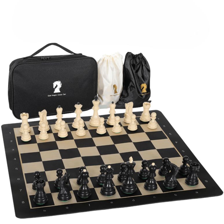 チェスセット 20-Inch Portable Folding Chess Set with Weighted Plastic Pieces, Double Queens & Carrying Bag ? Ideal for Adults, Beginners, Camping, and Game Nights 【並行輸入品】