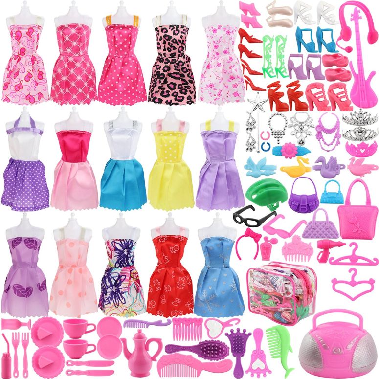 y[z SOTOGO 106 Pieces Doll Clothes Set h[ hX Include 15 Pieces Clothes Party Grown Outfits and 90 Pieces Different Doll Accessories l` - The Great Gift For Little Girl sokunou ysAiz