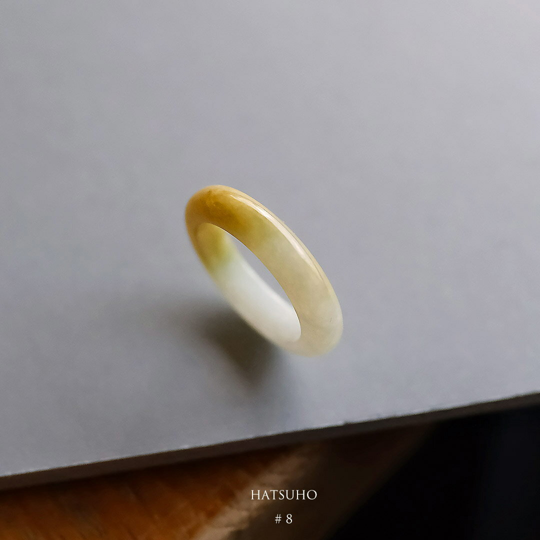◆翡翠市◆【特別価格】無処理A貨 天然本翡翠 リング『HATSUHO』8号 ミャンマー産 一点物