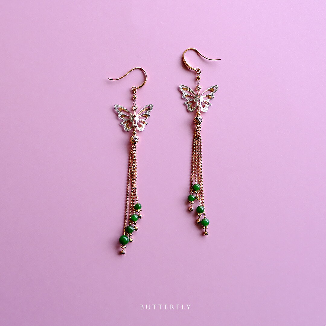 翡翠×K18YG×K18WGピアス...