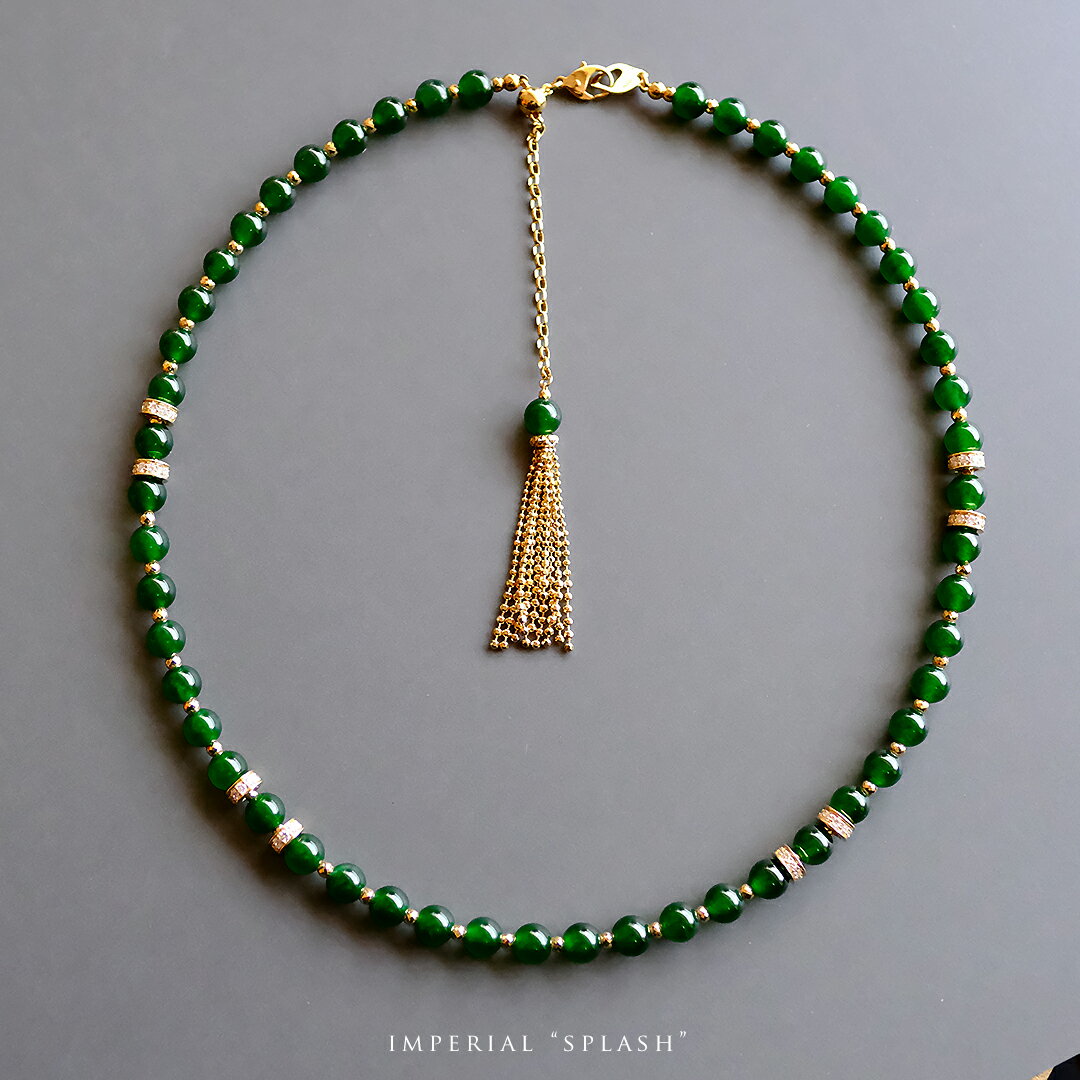 翡翠(ヒスイ)×ダイヤモンド×K18YGペンダント『IMPERIAL