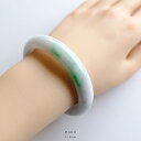 翡翠(ひすい)バングル (円形/内径55.8mm) 『HARU』グリーン&ホワイト翡翠 一点物 高品質 無着色 ミャンマー産天然ヒスイ ジェダイト 天然石 お守...