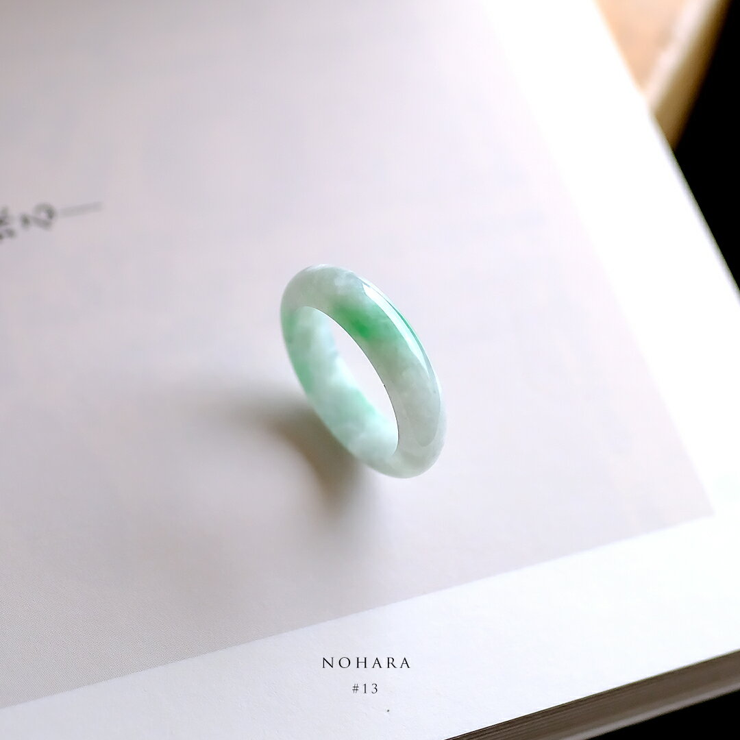 翡翠 (ヒスイ)くりぬきリング 『NOHARA』 (13号/グリーン翡翠) 一点物 希少 高品質 無着色 ミャンマー産天然ひすい ナチュラルジェダイト 硬玉 5月誕生石 国石 お守り パワーストーン ギフト 誕生日 記念日【送料無料】