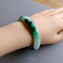 翡翠 (ひすい) バングル『CHACHA』 (円形/内径56.1mm) ホワイト&グリーン翡翠 一点物 高品質 無着色 ミャンマー産天然ヒスイ ジェダイト ナチュラル 天然石 パワーストーン お守り 縁起物 5月誕生石 国石 誕生日【鑑別書作成無料】【送料無料】