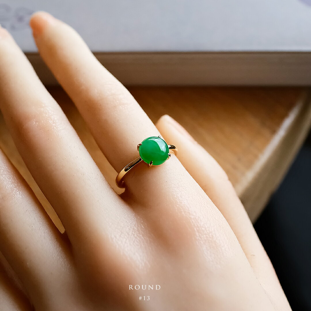 楽天市場】18金 リング（種類（宝石）ジェイド・翡翠）（指輪・リング