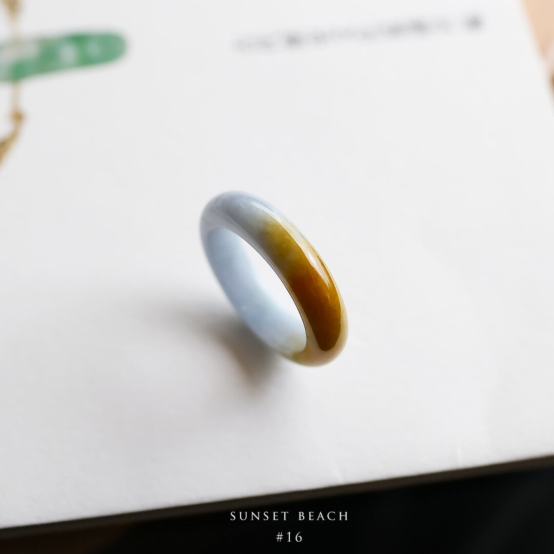 翡翠 (ヒスイ)くりぬきリング『SUNSET BEACH』(16号/オレンジ＆ラベンダー翡翠) 一点物 希少 高品質 無着色 ミャンマー産天然ひすい ナチュラルジェダイト 硬玉 5月誕生石 国石 お守り パワーストーン ギフト 誕生日 記念日 指輪【送料無料】