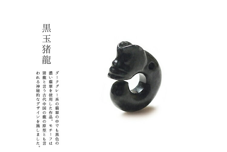 Rakuten - 翡翠(ひすい)ペンダント『黒玉猪龍』 黒翡翠 ミャンマー産天然ヒスイ ジェダイト 硬玉 無着色 高品質 一点物 天然石 国石 玉壁 5月誕生石 お守り パワーストーン ギフト プレゼント 風水 縁起物 如意【送料無料】