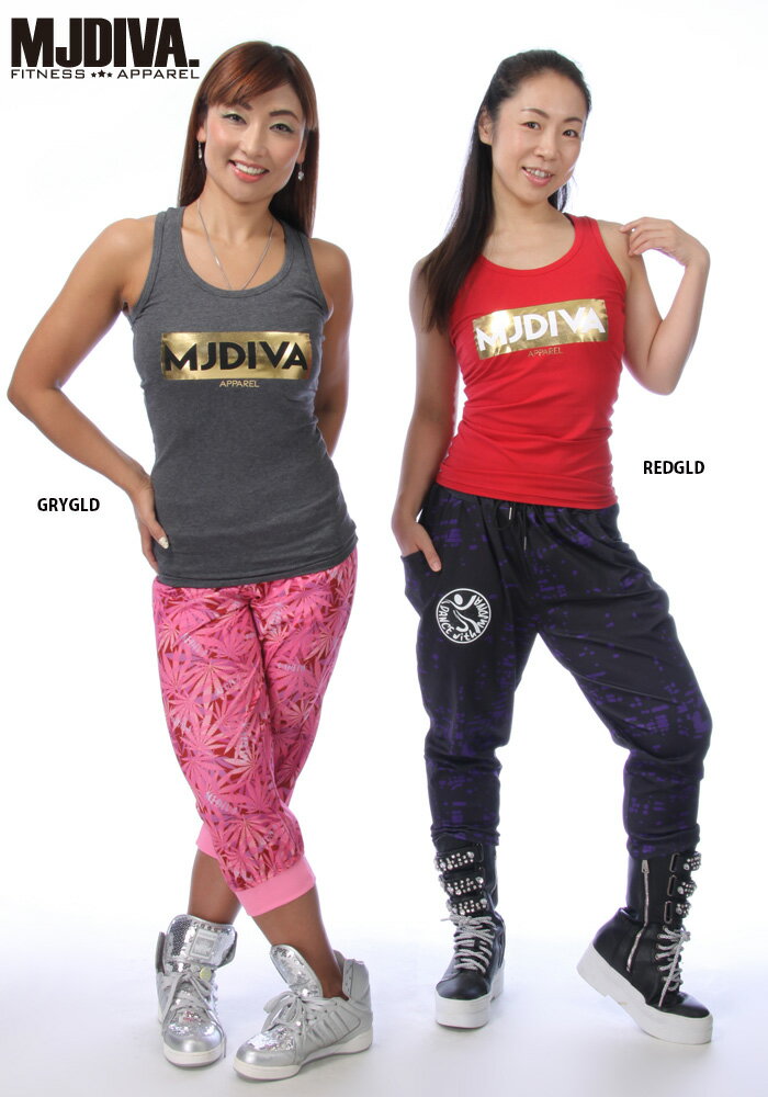 MJDIVA◆BOXロゴ箔PTストレッチYバックタンクトップ★フィットネスウェア MJ DIVA TANKTOP レディース ダンス タンクトップ ダンス衣装 リトモス FITNESS WEAR ズンバ ZUMBA ヨガ ランニング エアロビ リトモス