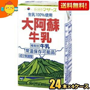 【送料無料】らくのうマザーズ 大阿蘇牛乳 250ml紙パック 96本(24本×4ケース) (常温保存可能) ※北海道8..